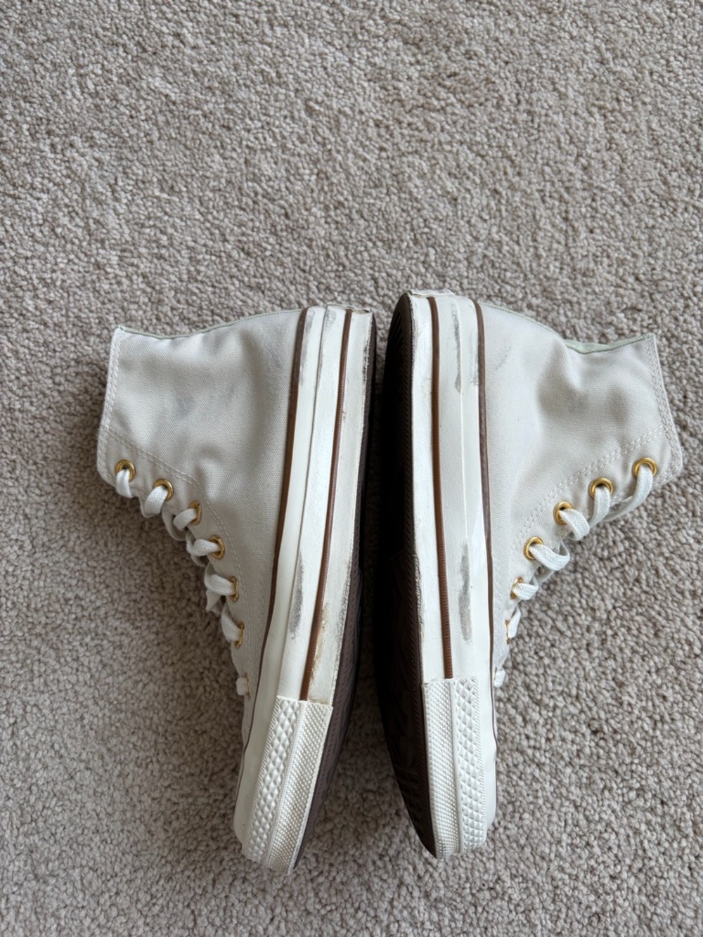Custom Converse All Star Sneakers in off-white with Sage Green Accents - Picture 4 of 8